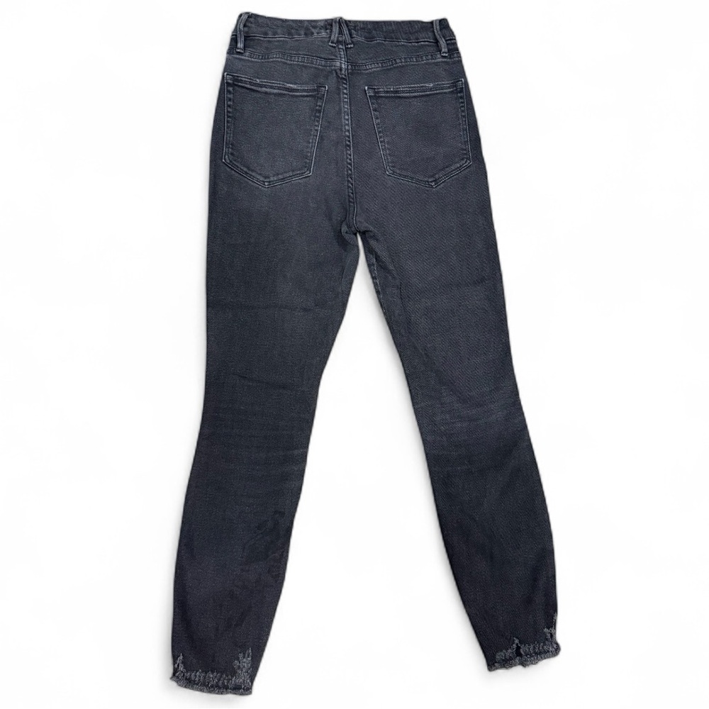 Good American Good Curve Crop Jeans Black Raw Hem Size 8/28 - Picture 4 of 5